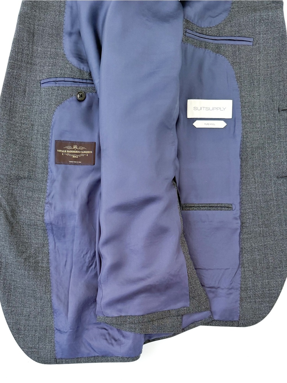 Suitsupply Lazio Slim Fit Italian Pure Wool Suit Gray Men's 40R Jacket Pants - Picture 15 of 16